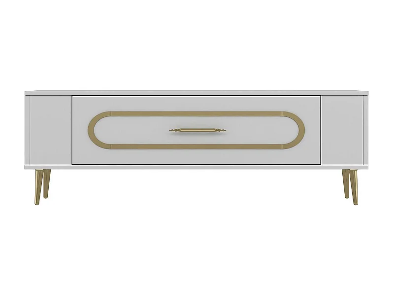 Móvel de TV – 120 cm x 48,2 cm x 26,4 cm – Branco e Dourado – Painel de Partículas