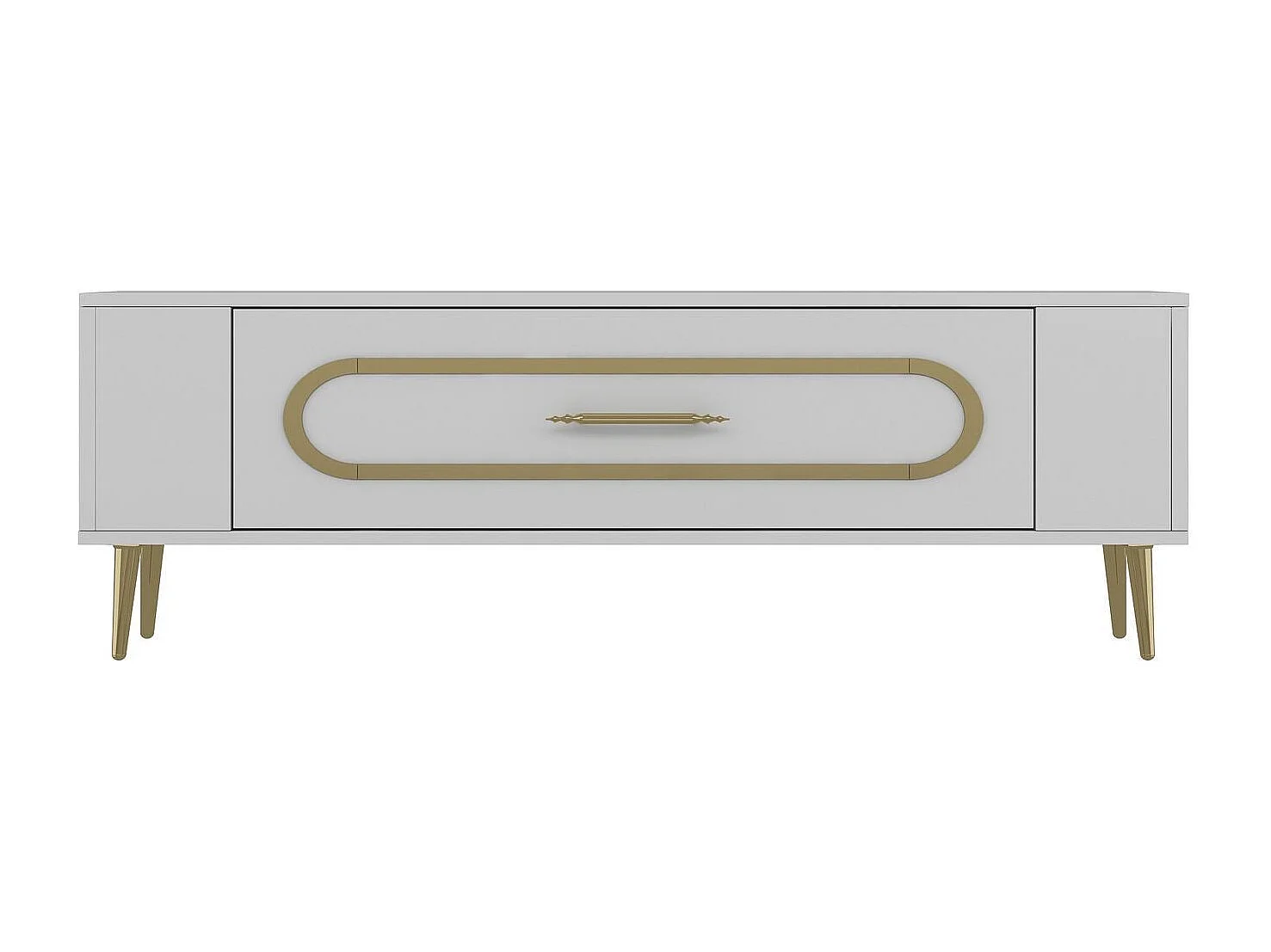 Móvel de TV – 120 cm x 48,2 cm x 26,4 cm – Branco e Dourado – Painel de Partículas