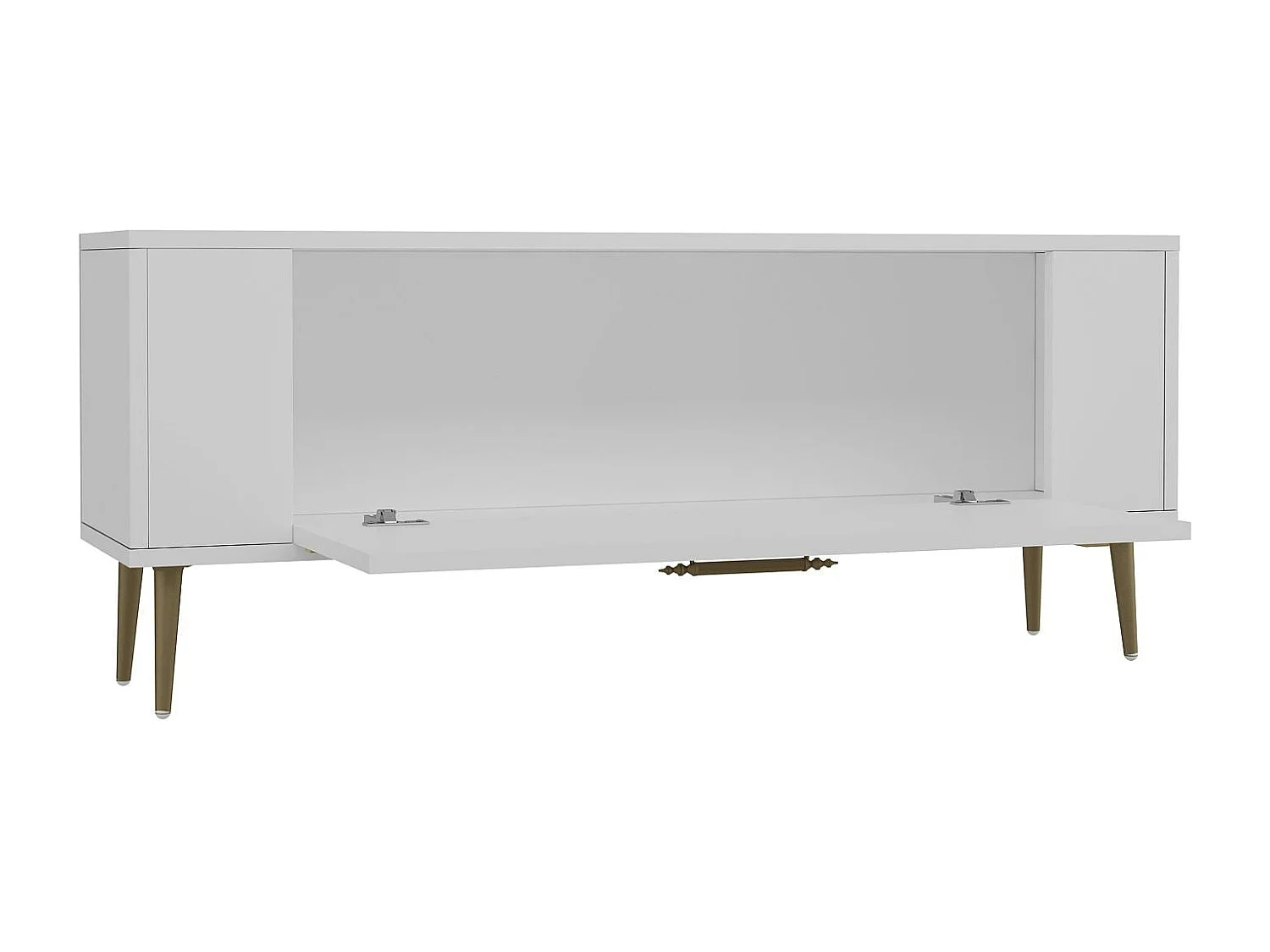 Móvel de TV – 120 cm x 48,2 cm x 26,4 cm – Branco e Dourado – Painel de Partículas