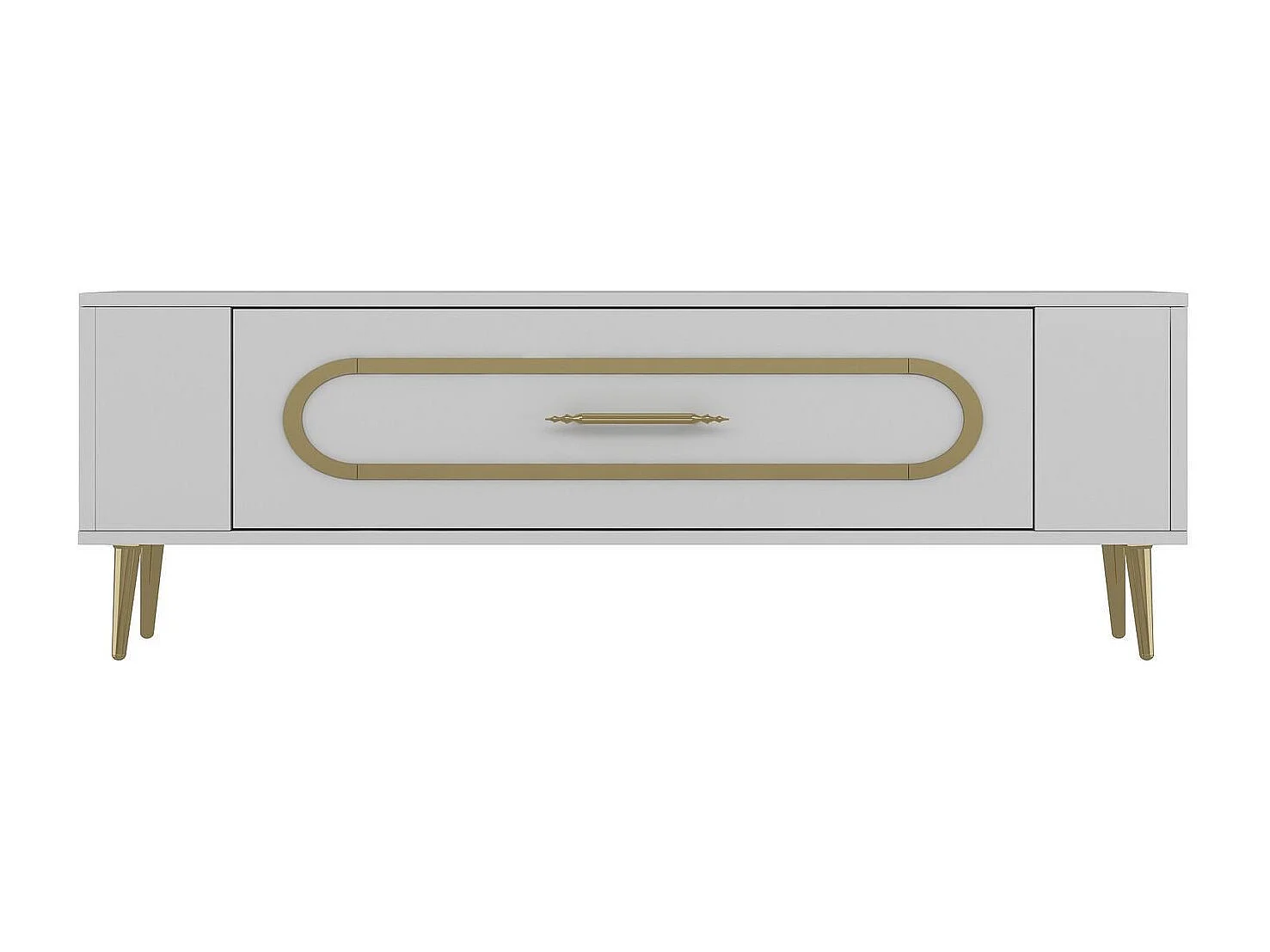 TV-Ständer – 120 cm x 48,2 cm x 26,4 cm – Weiß und Gold – Spanplatte