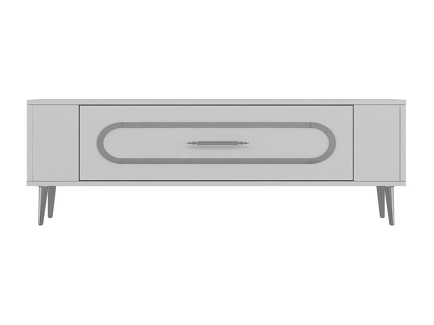 Móvel de TV – 120 cm x 48,2 cm x 26,4 cm – Branco e Prata – Painel de Partículas