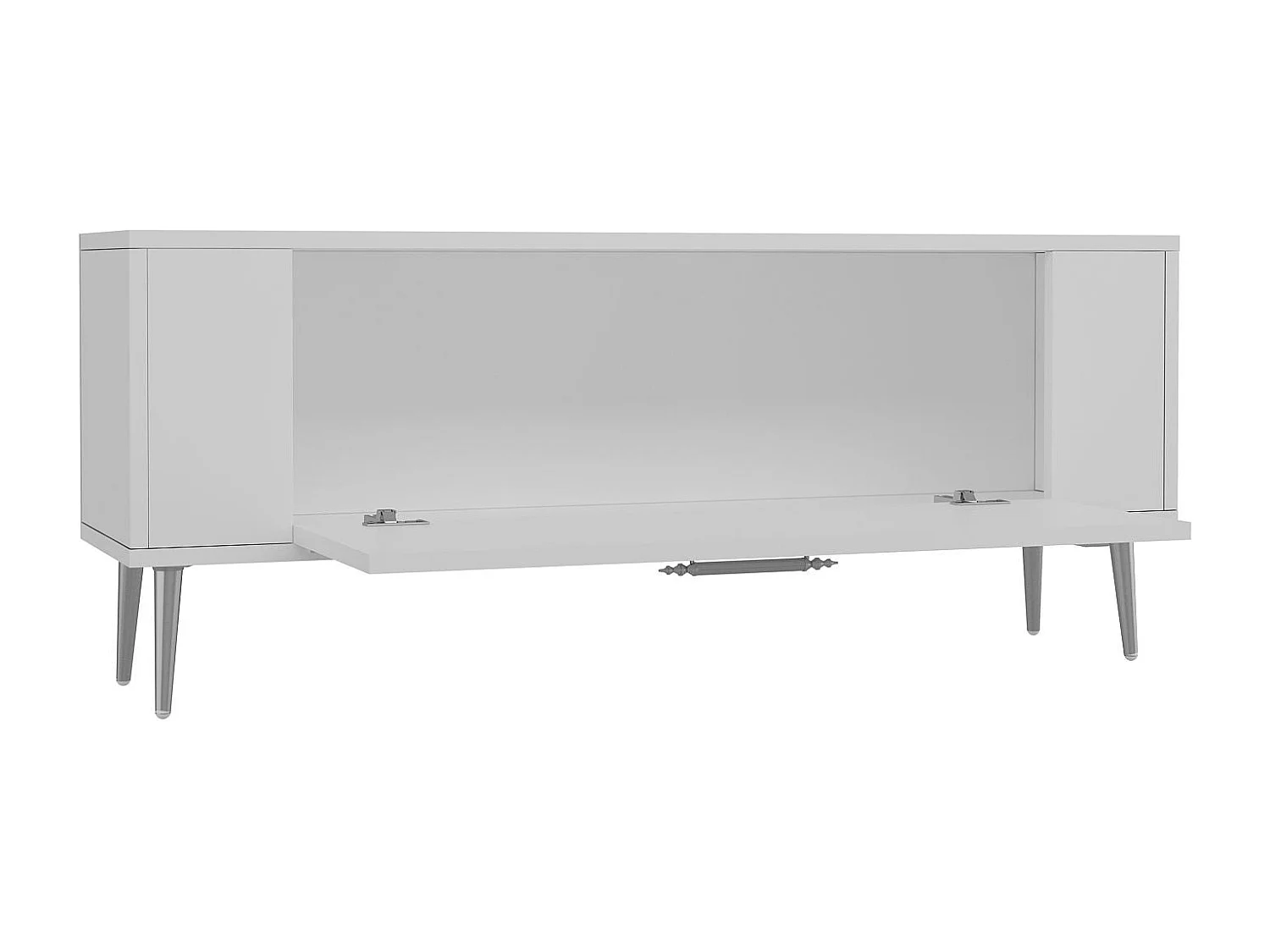 Móvel de TV – 120 cm x 48,2 cm x 26,4 cm – Branco e Prata – Painel de Partículas