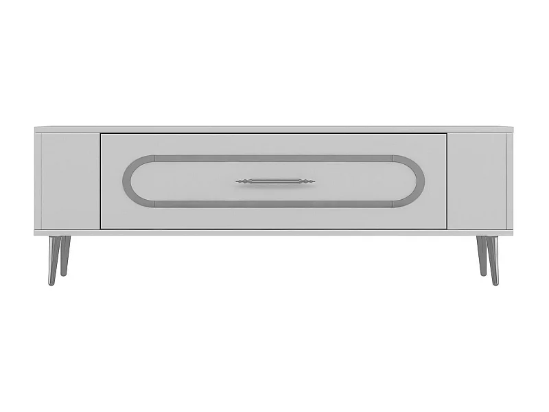 TV-Ständer – 120 cm x 48,2 cm x 26,4 cm – Weiß und Silber – Spanplatte