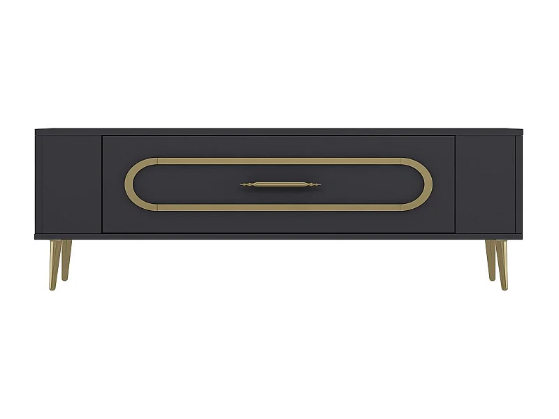 Móvel de TV – 120 cm x 48,2 cm x 26,4 cm – Antracite e Dourado – Madeira