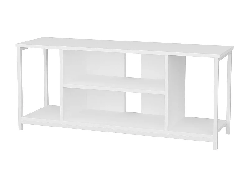 Scandinavische tv-standaard, wit, 120 x 35 x 50,8 cm | 100% melamine gecoate spaanplaat, 18 mm dik, metalen frame | Stijlvol en functioneel voor moderne woonkamers