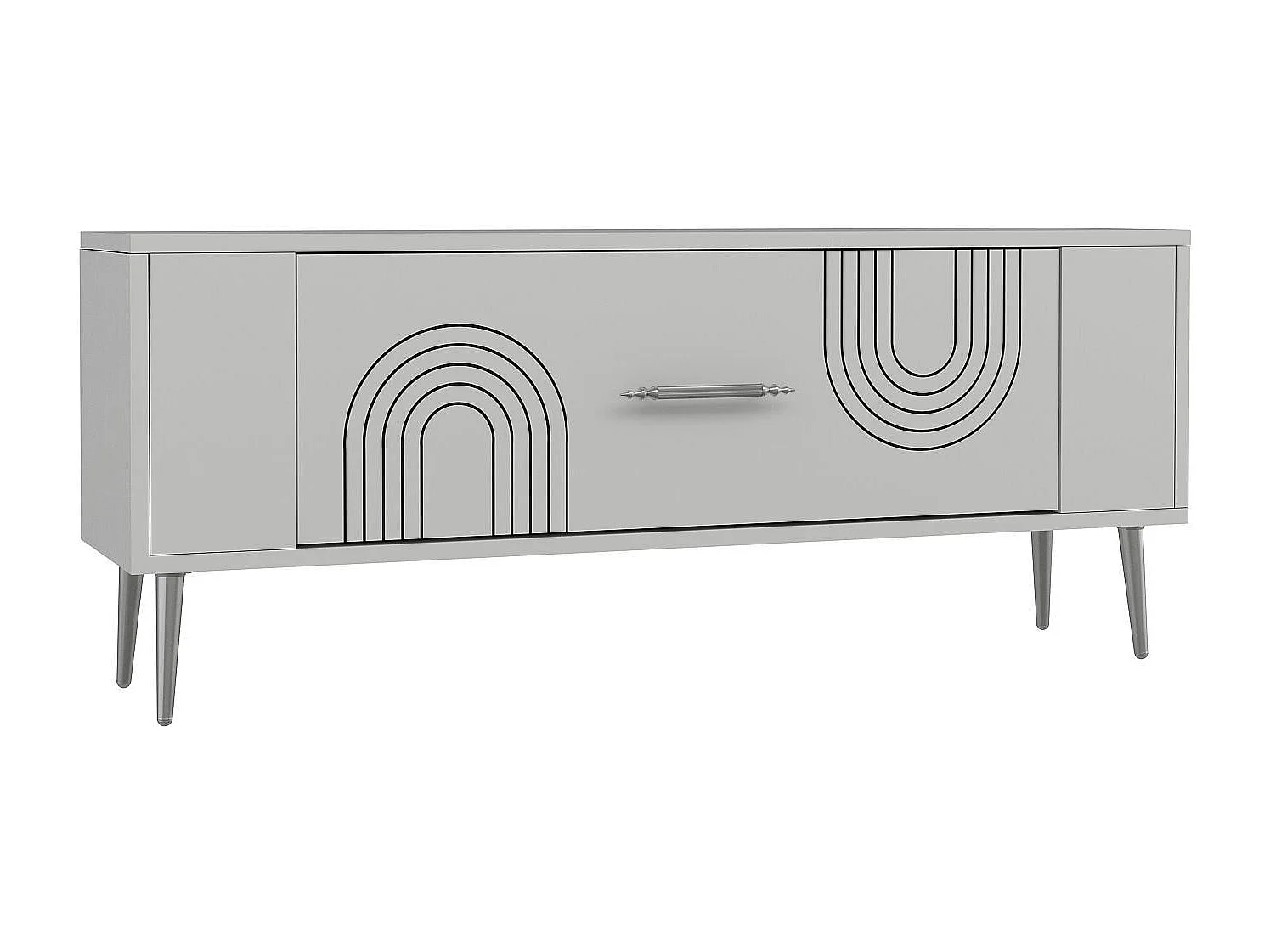 Móvel de TV – 120 cm x 48,2 cm x 26,4 cm – Branco e Prata – Melamina