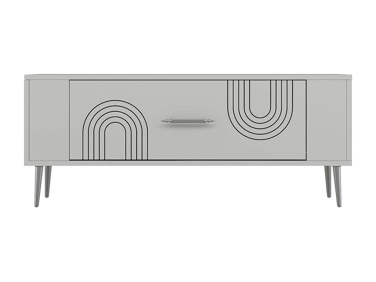 Mobile TV – 120 cm x 48,2 cm x 26,4 cm – Bianco e argento – Melamina