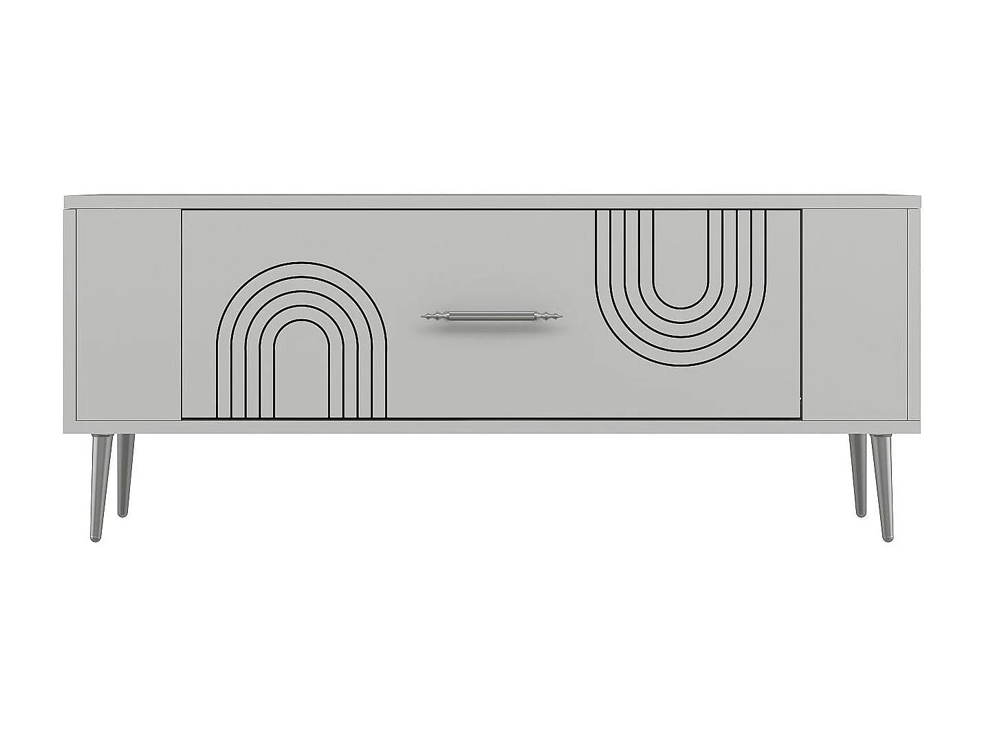 Mobile TV – 120 cm x 48,2 cm x 26,4 cm – Bianco e argento – Melamina