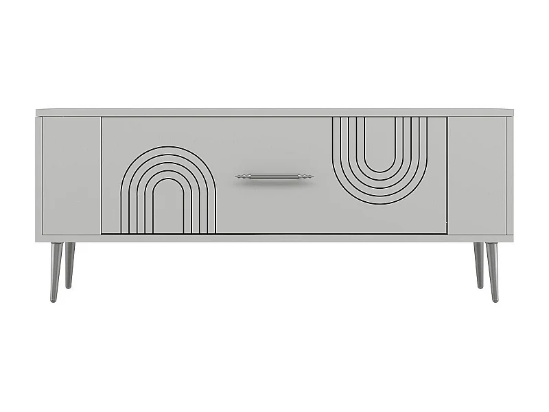 TV-Ständer – 120 cm x 48,2 cm x 26,4 cm – Weiß und Silber – Melamin