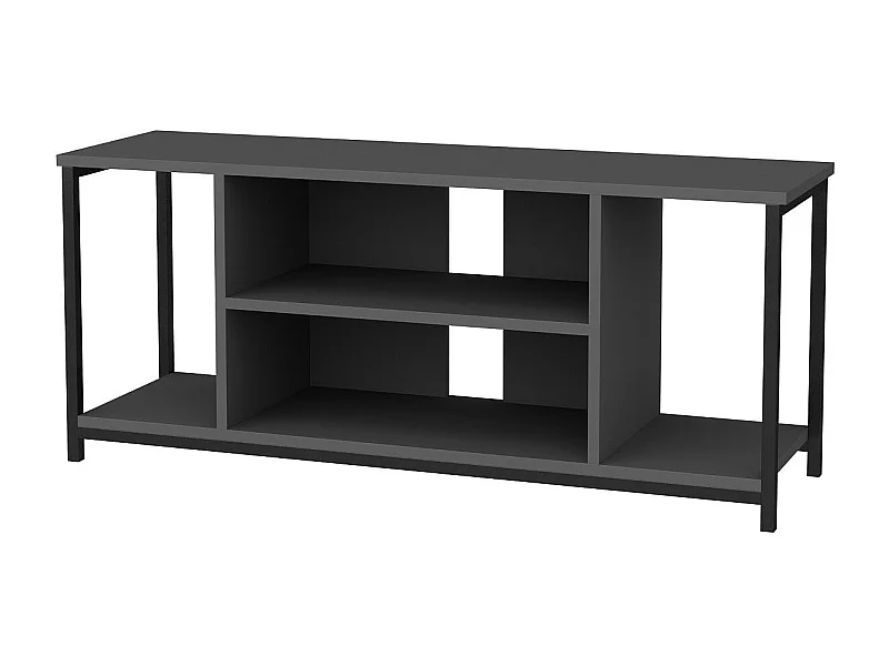 Industriële tv-kast, zwart en antraciet, 120 x 35 x 50,8 cm | 100% melamine gecoate spaanplaat, 18 mm dik, stevig metalen frame | Elegant en functioneel design