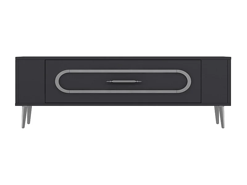 Móvel de TV – 120 cm x 48,2 cm x 26,4 cm – Antracite e Prata – Painéis de partículas revestidos a melamina