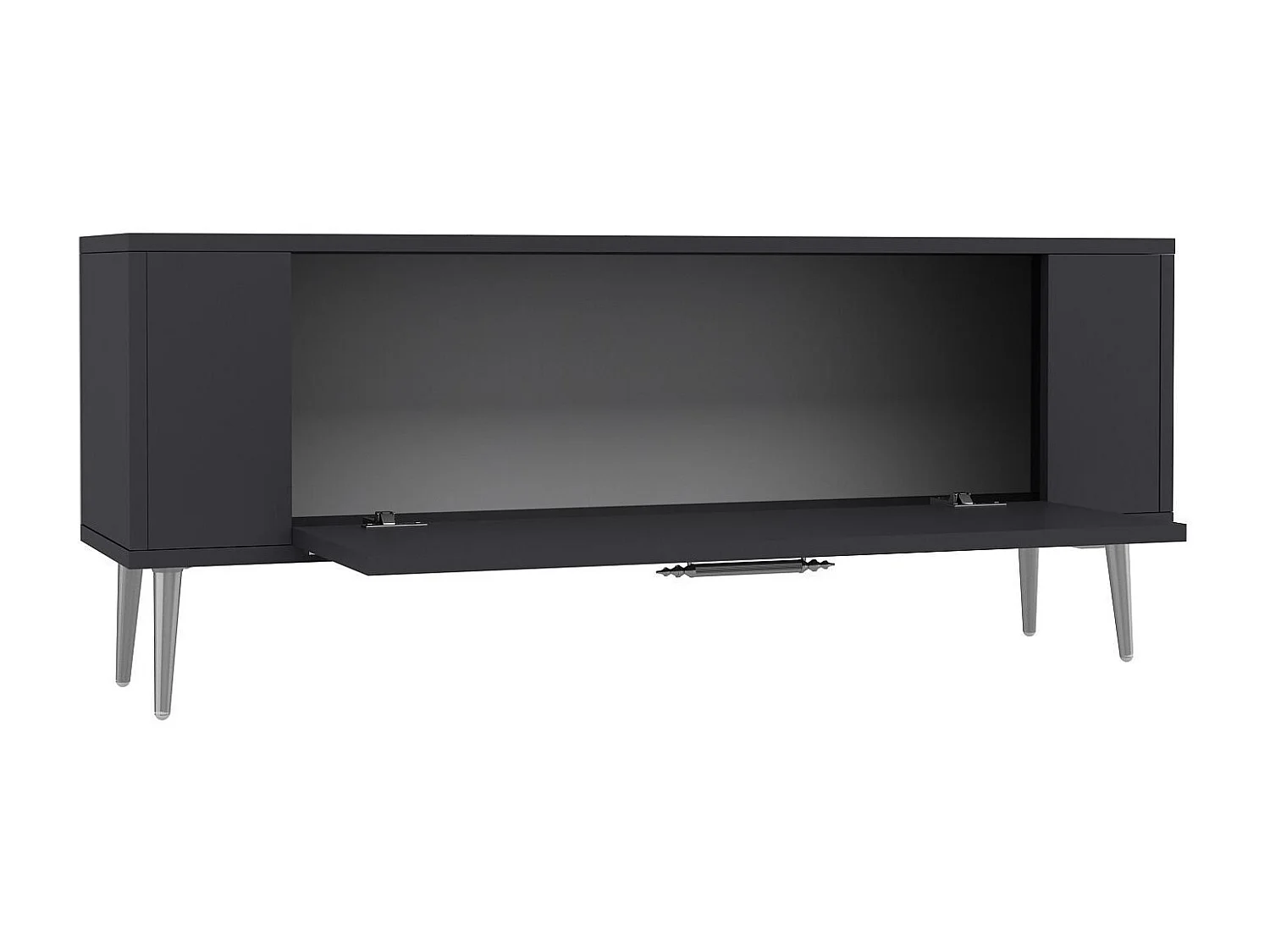 Mueble de TV – 120 cm x 48,2 cm x 26,4 cm – Antracita y Plata – Tablero de partículas recubierto de melamina