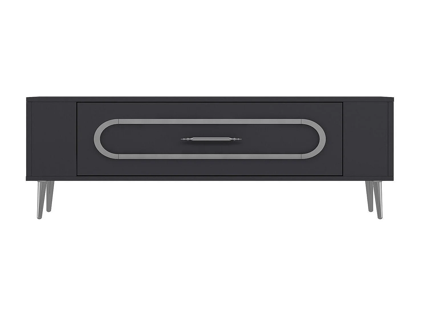 Mueble de TV – 120 cm x 48,2 cm x 26,4 cm – Antracita y Plata – Tablero de partículas recubierto de melamina