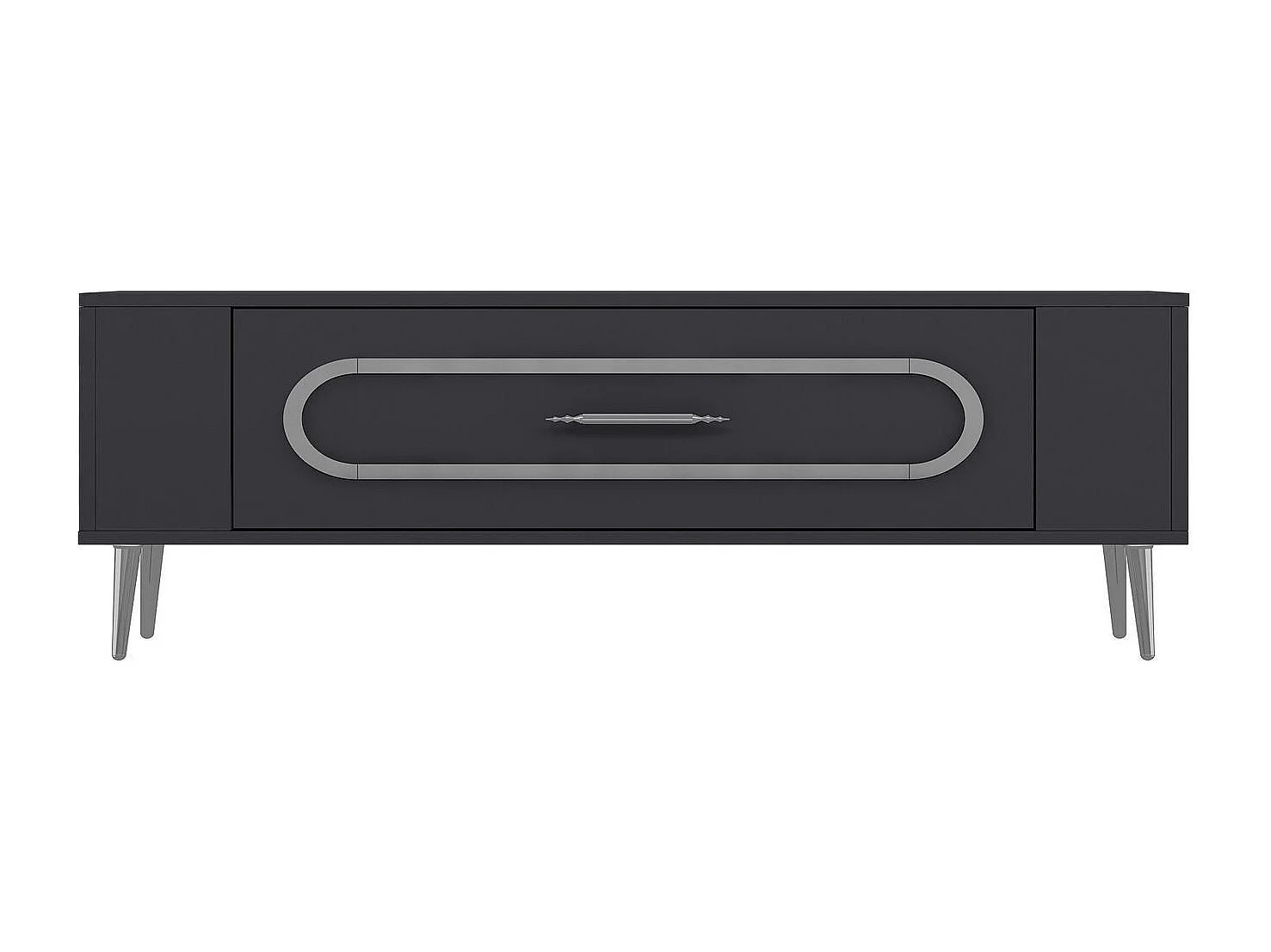 TV-Ständer – 120 cm x 48,2 cm x 26,4 cm – Anthrazit und Silber – Melaminbeschichtete Spanplatte