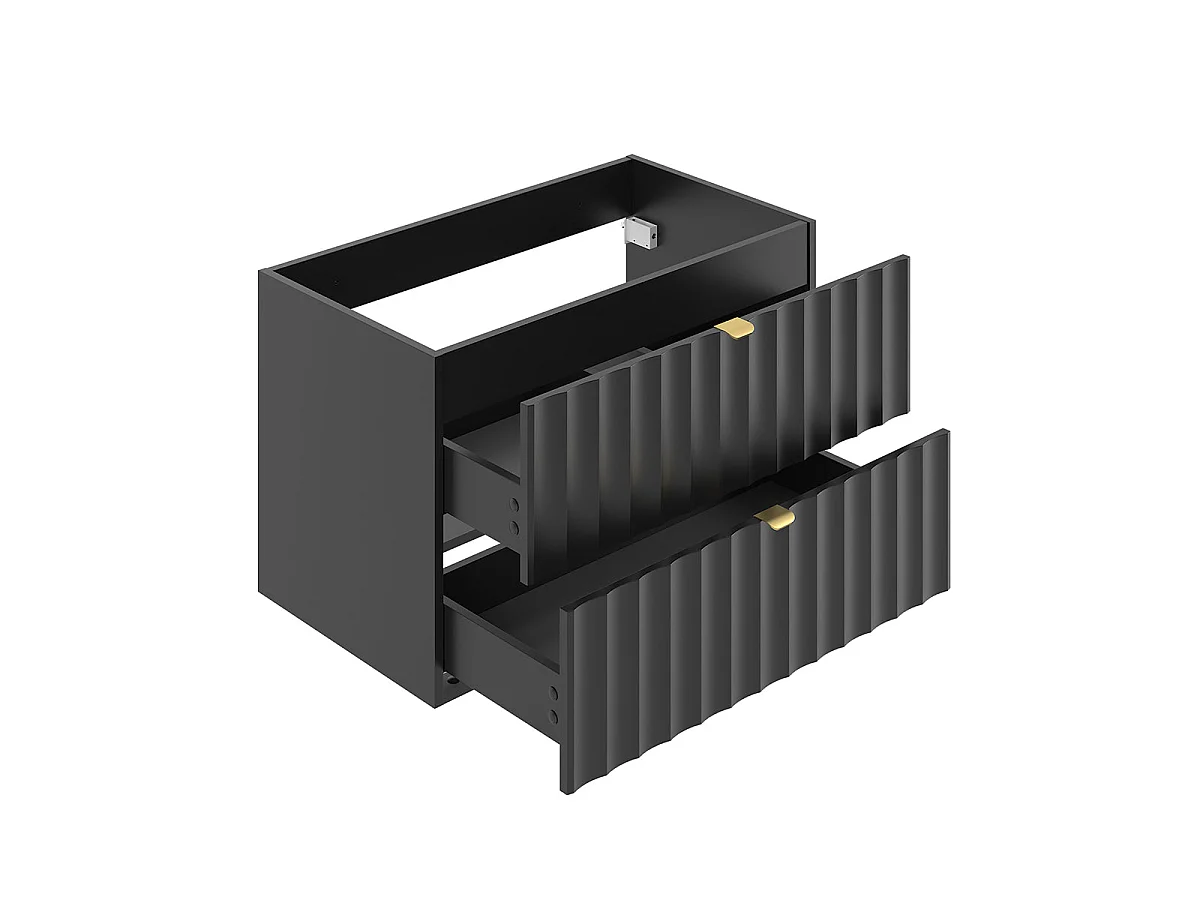 Ensemble meuble simple vasque encastrée 80cm et colonne Lexa Noir