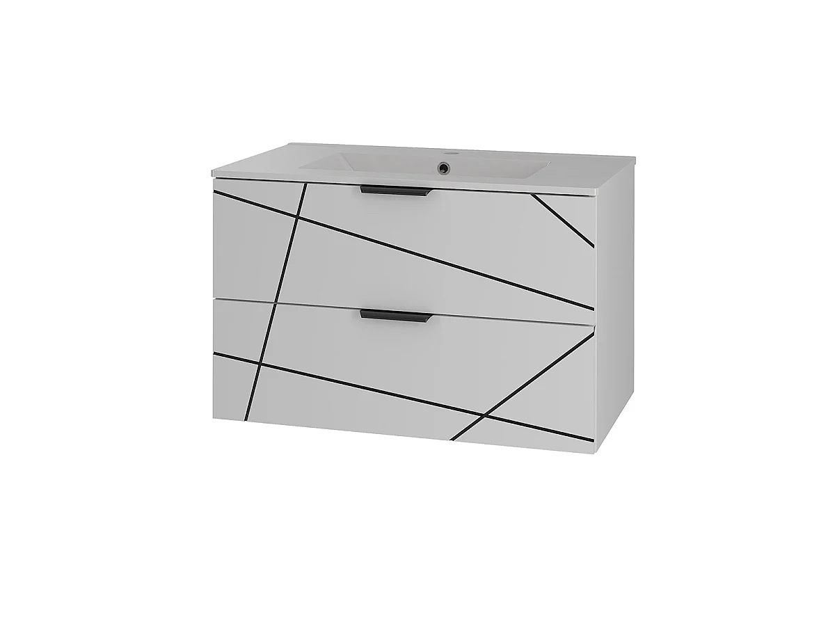 Teren White 80-cm Built-In Single-Sink Vanity Set with Tall Cabinet