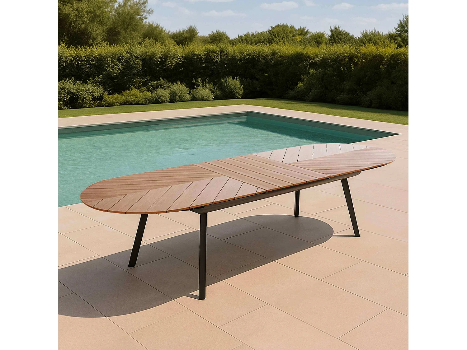 Table de jardin extensible 220/280 cm effet bois