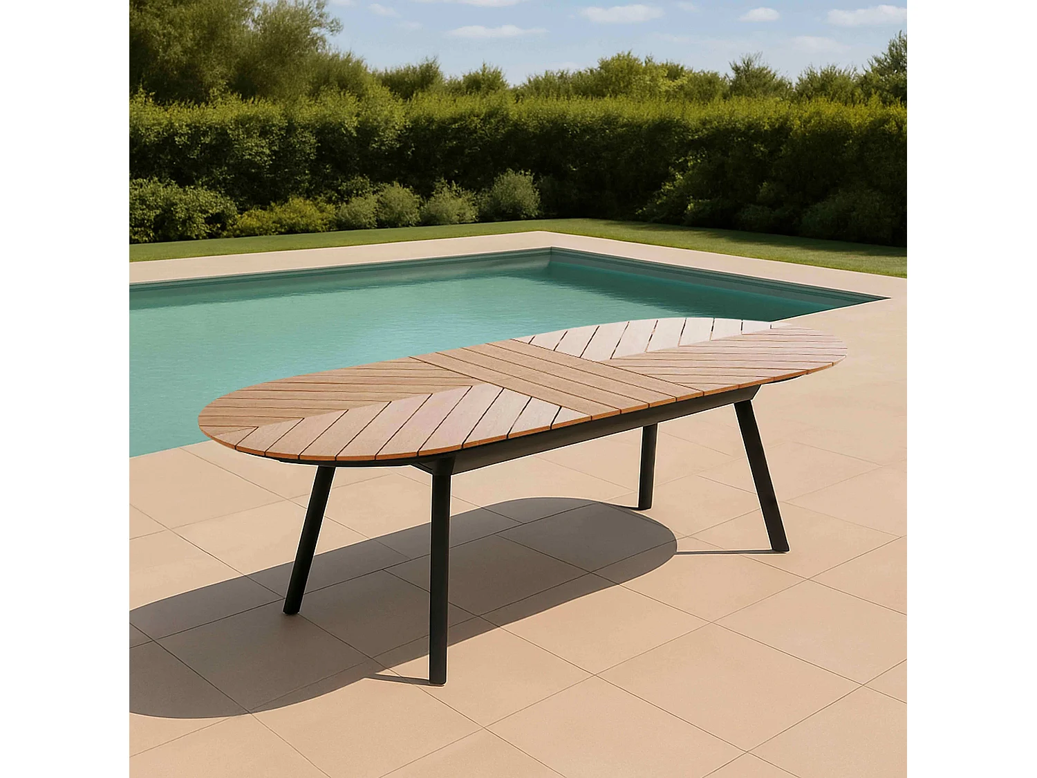 Table de jardin extensible 180/220 cm effet bois