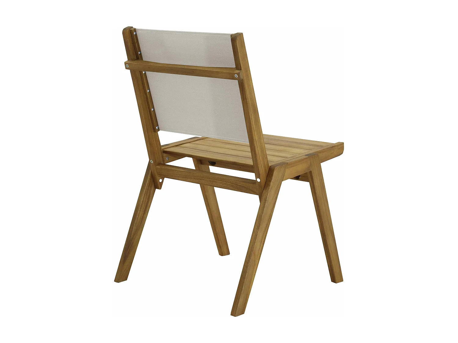 Lot de 2 chaises de jardin en eucalyptus et textilène écru