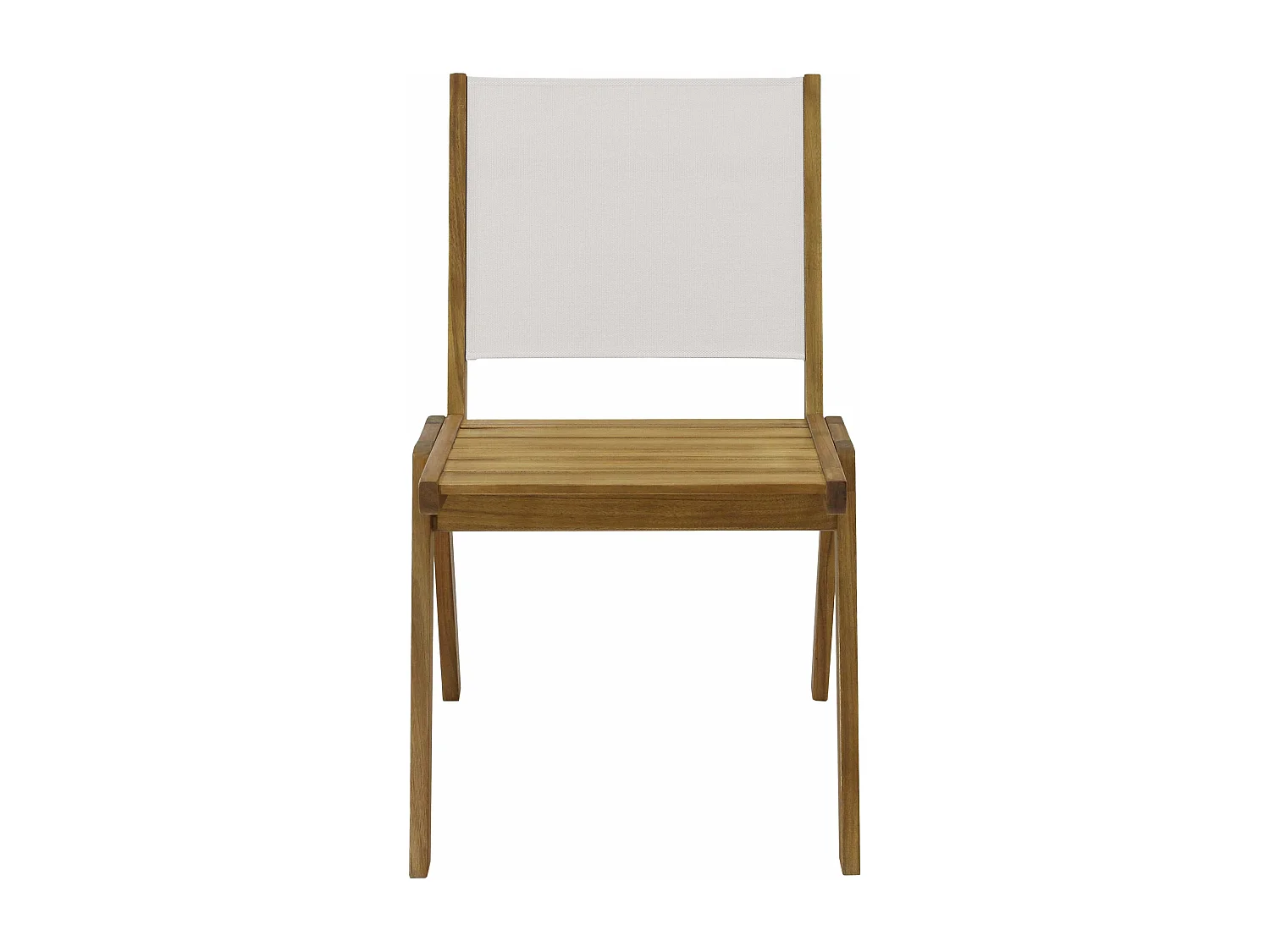 Lot de 2 chaises de jardin en eucalyptus et textilène écru