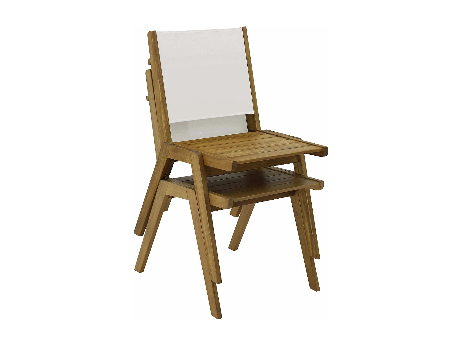 Set van 2 ecru eucalyptus en textilene tuinstoelen