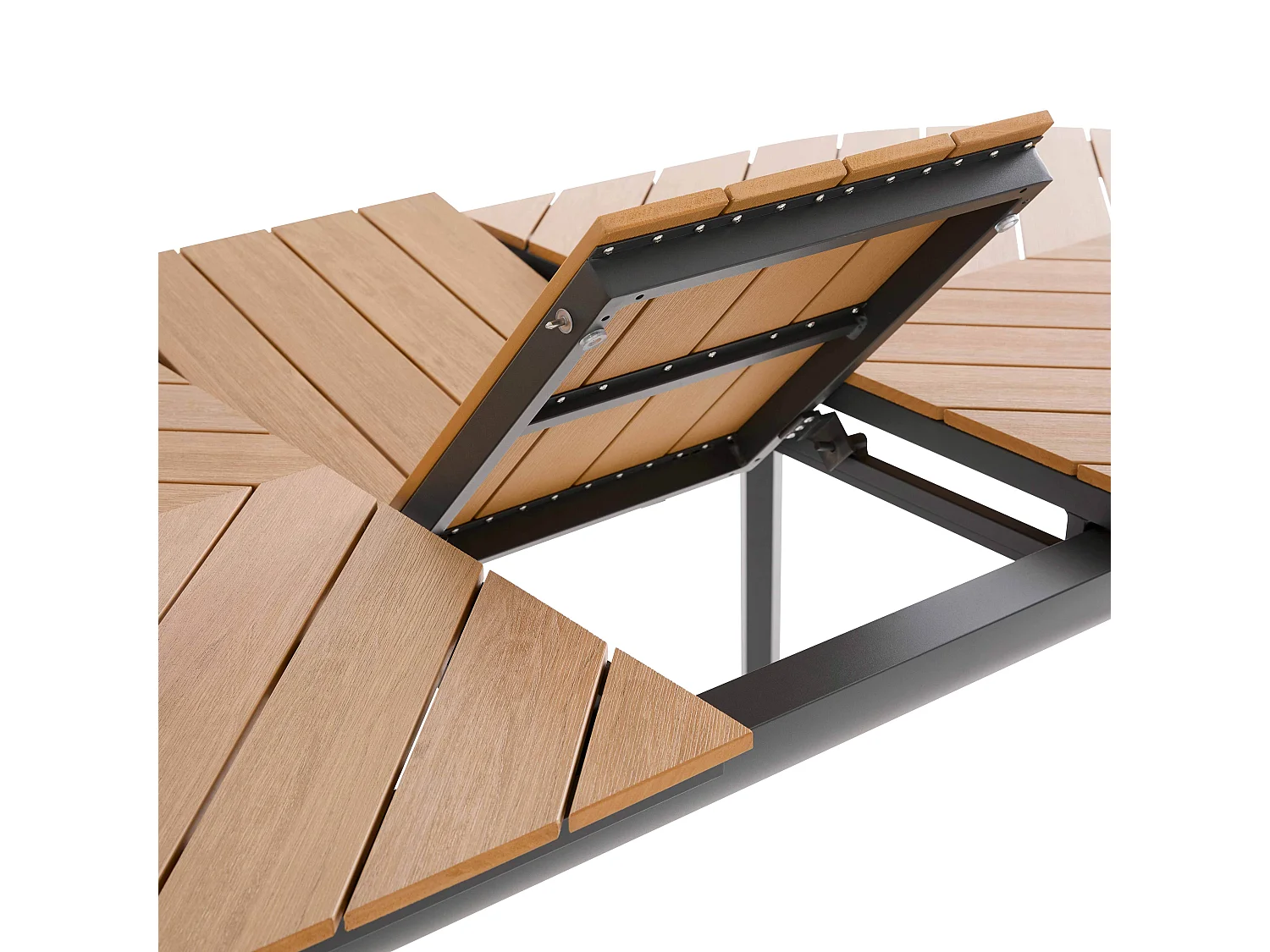 Ensemble table extensible 180/220 cm et 8 chaises de jardin effet bois