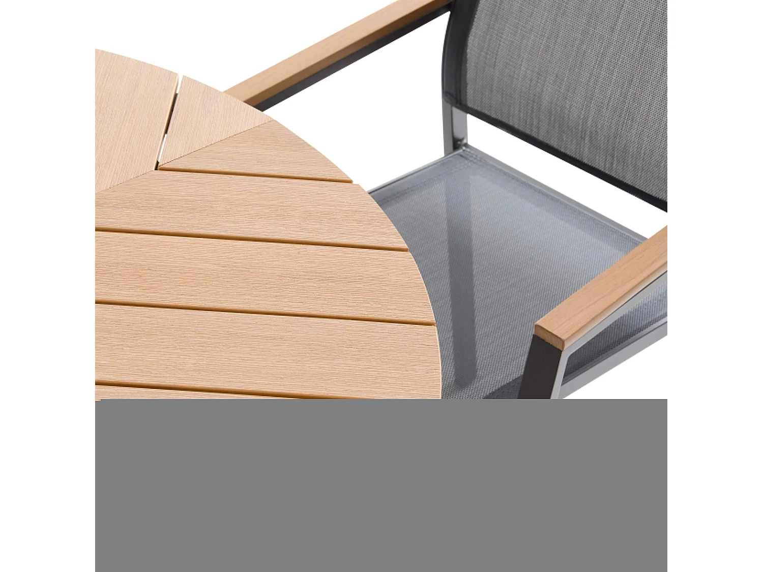 Ensemble table extensible 180/220 cm et 8 chaises de jardin effet bois