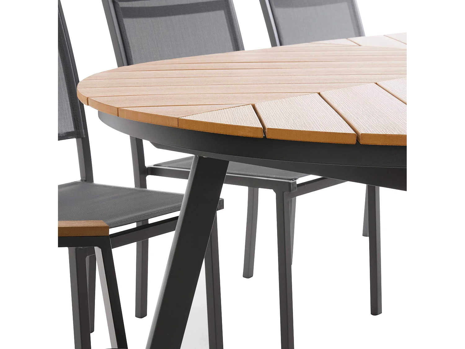 Ensemble table extensible 180/220 cm et 8 chaises de jardin effet bois