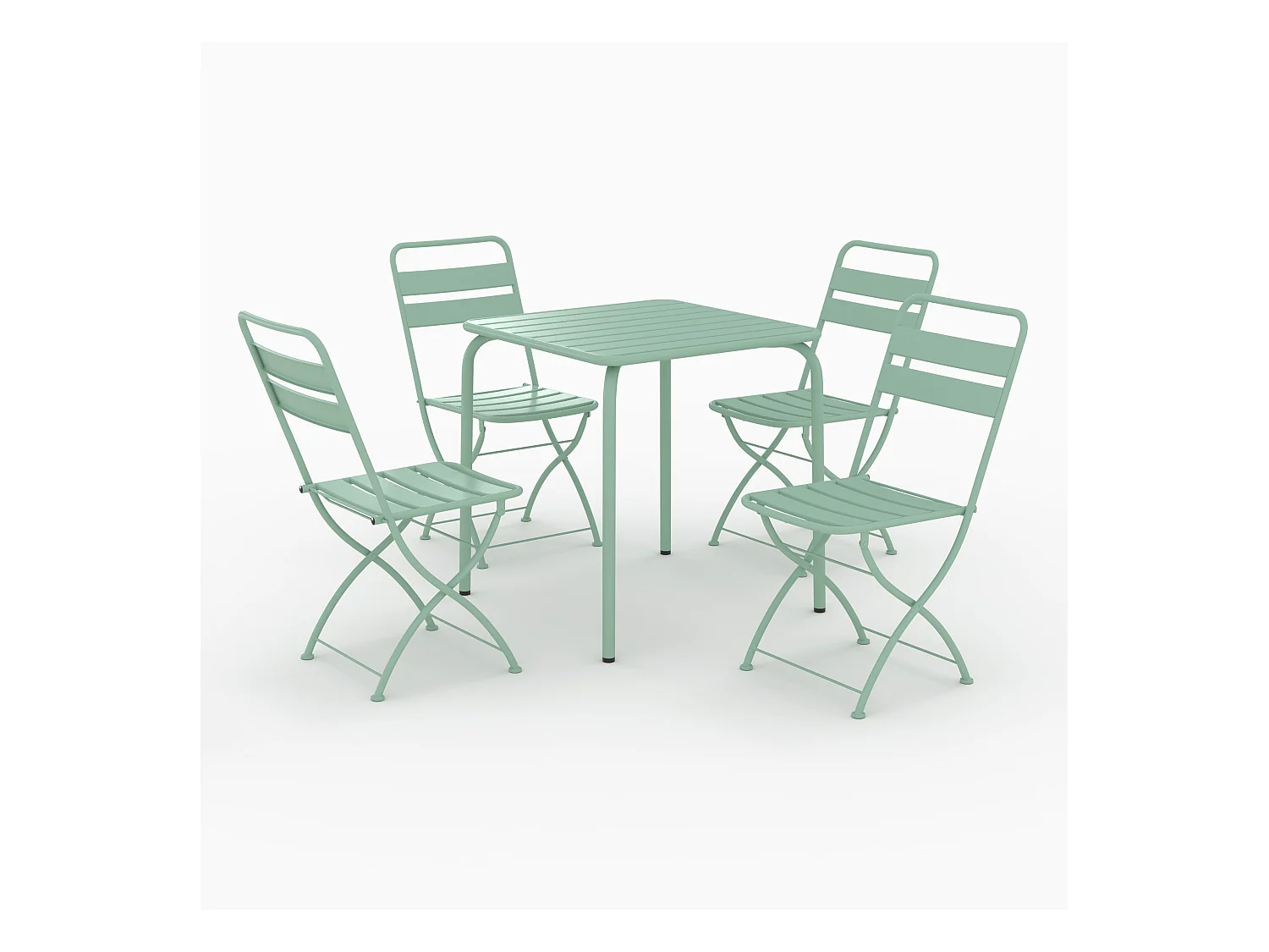 Table et chaises de jardin 4 personnes en métal vert - Yumi