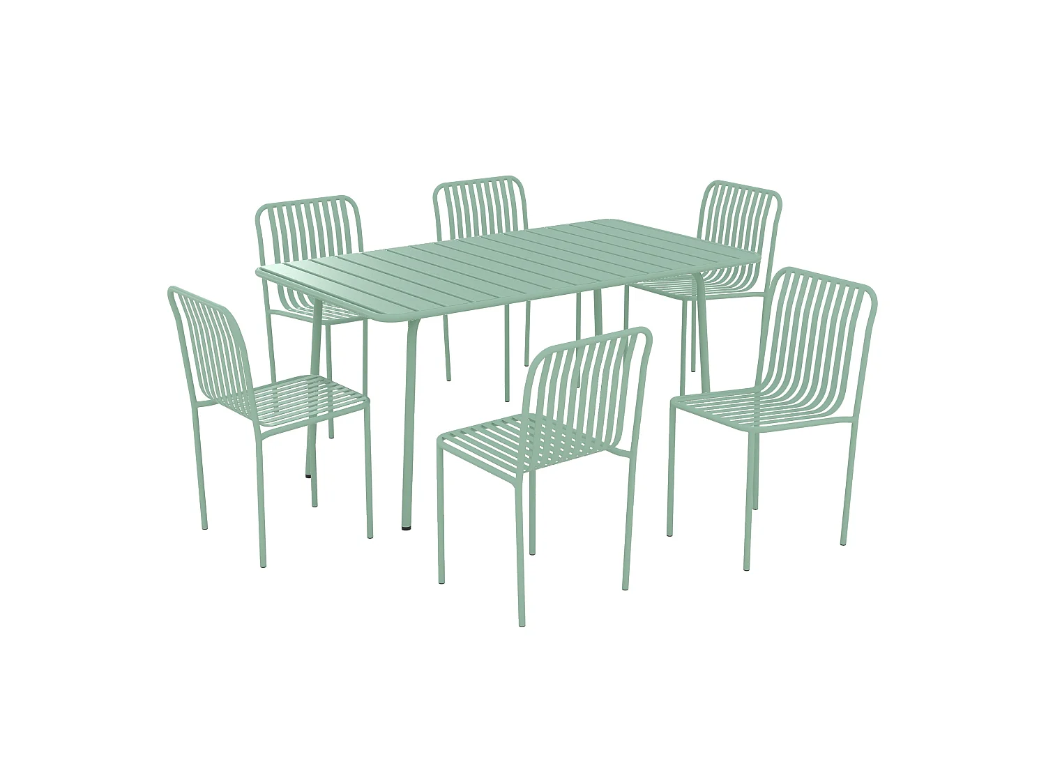 Mesa y sillas de jardín para 6 personas de metal verde - Yumi