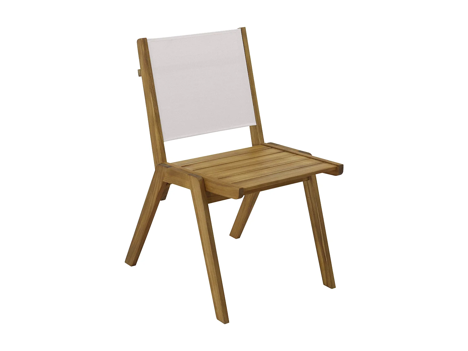 Table de jardin carrée et 2 chaises en bois écru