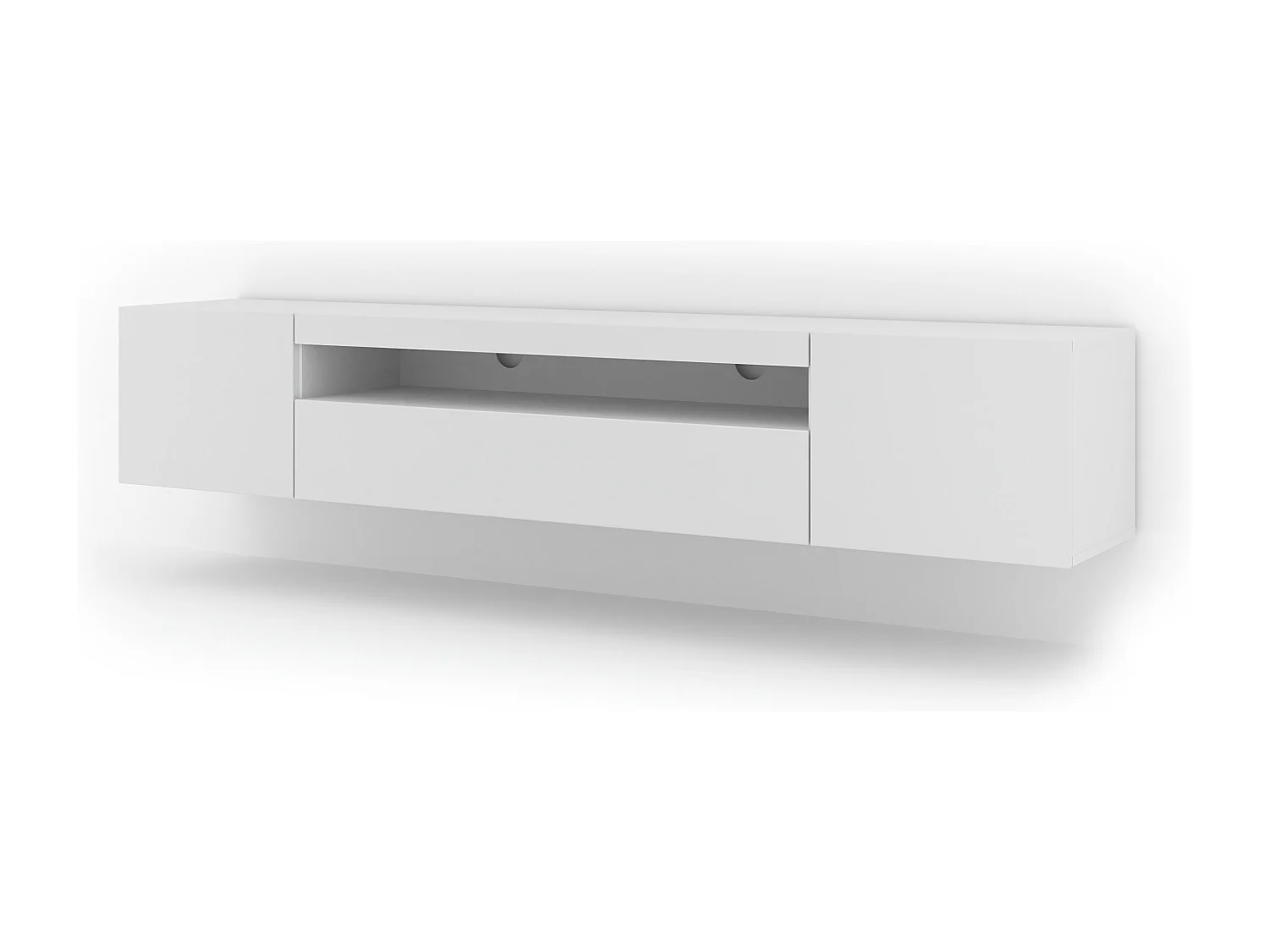 Meuble TV AURA 200 cm suspendu ou debout blanc mat