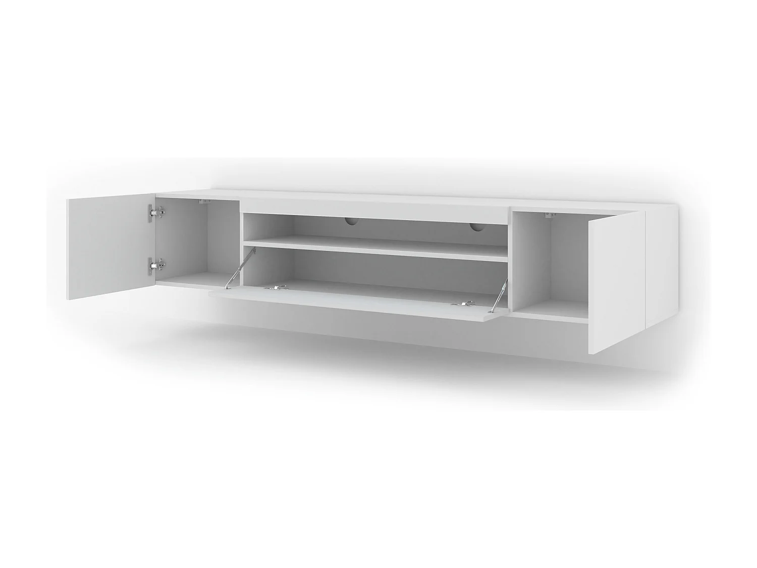 Meuble TV AURA 200 cm suspendu ou debout blanc mat