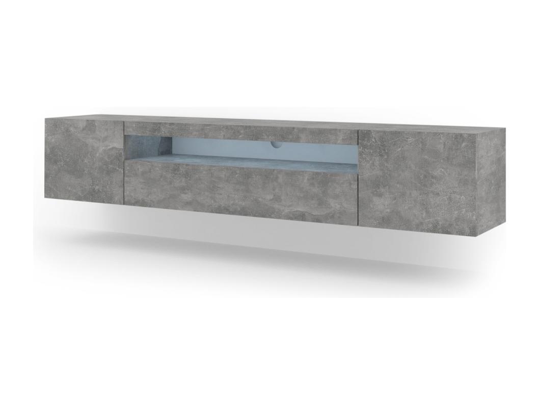 TV-kast AURA 200 cm hangend of staand, betonlook + LED