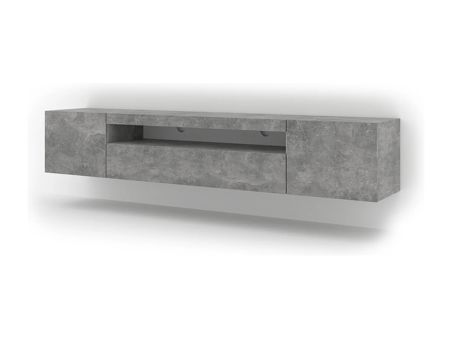 Meuble TV AURA 200 cm suspendu ou debout béton