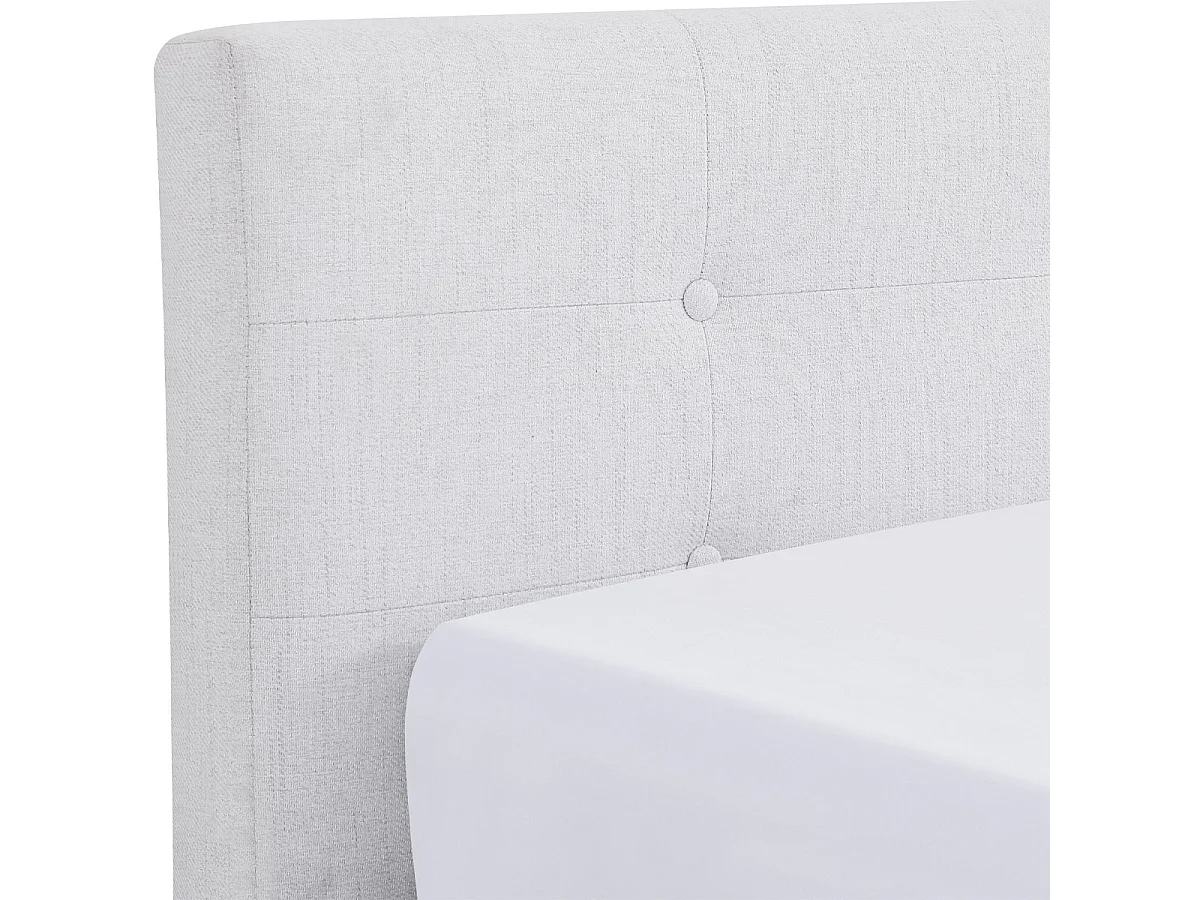 Lit adulte 140x190 cm avec tête de lit capitonnée en tissu beige - Milo