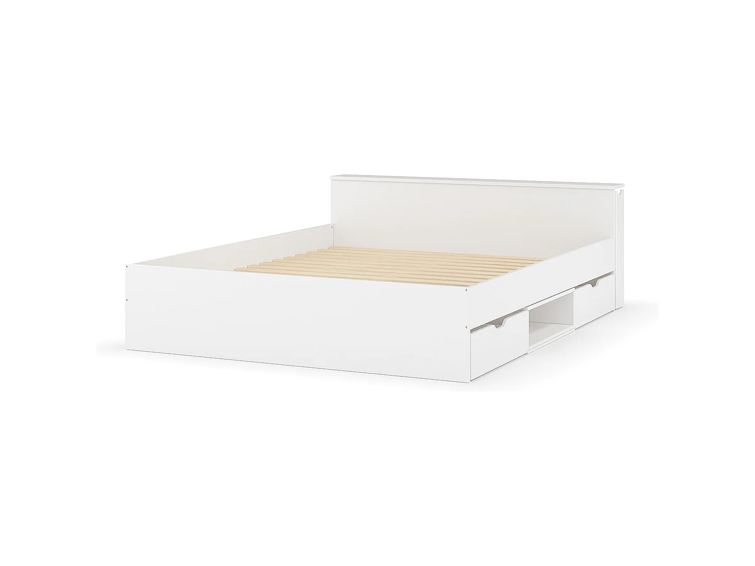 Pack lit avec 4 tiroirs et matelas 140x200 cm bois massif blanc JUDY