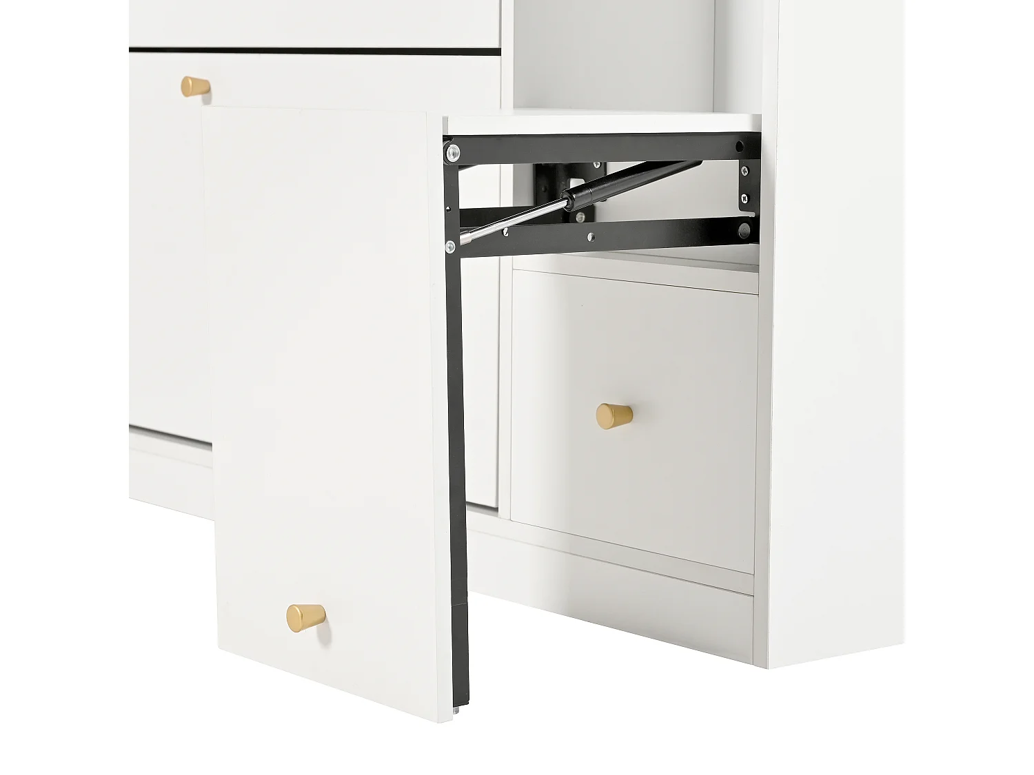 Mueble para zapatos multifuncional 119x24x122 cm - con 3 cajones plegables - con banco plegable - con una puerta - blanco