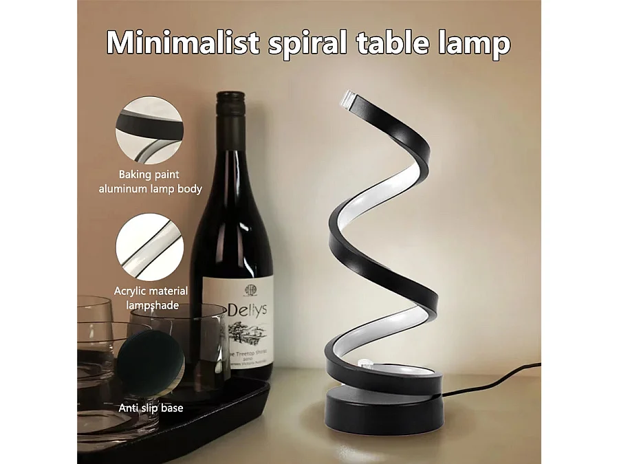 Lampe LED Spirale Moderne - Dimmable, 3Couleurs, Ambiance Chambre/Salon/Bureau, Spirale - 1Pièce