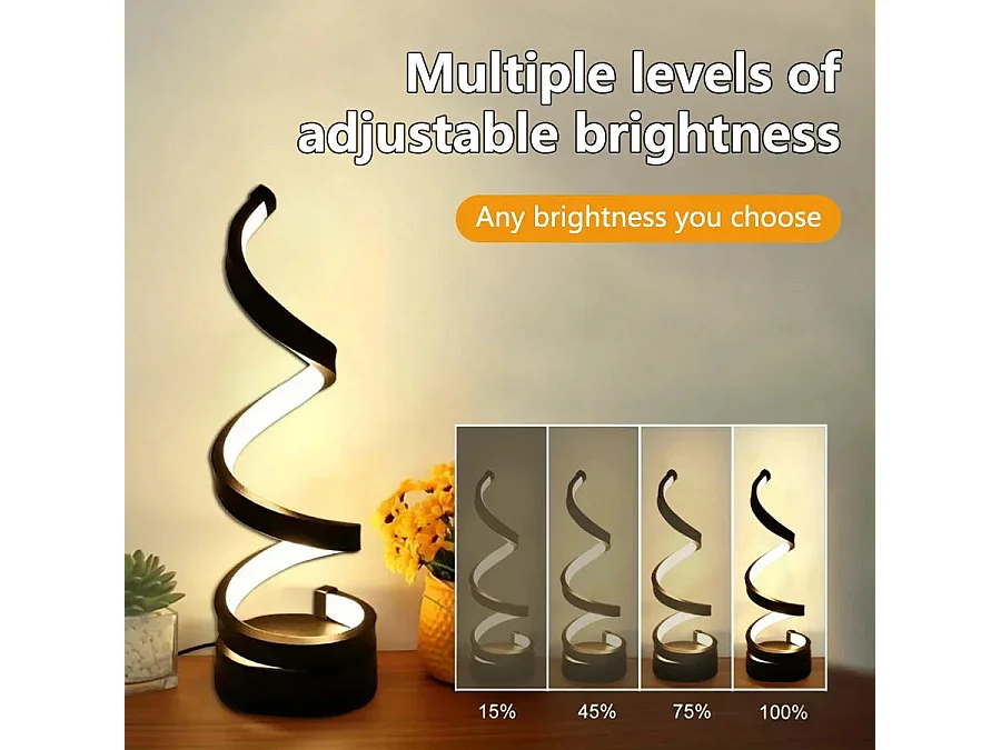 Lampe LED Spirale Moderne - Dimmable, 3Couleurs, Ambiance Chambre/Salon/Bureau, Spirale - 1Pièce