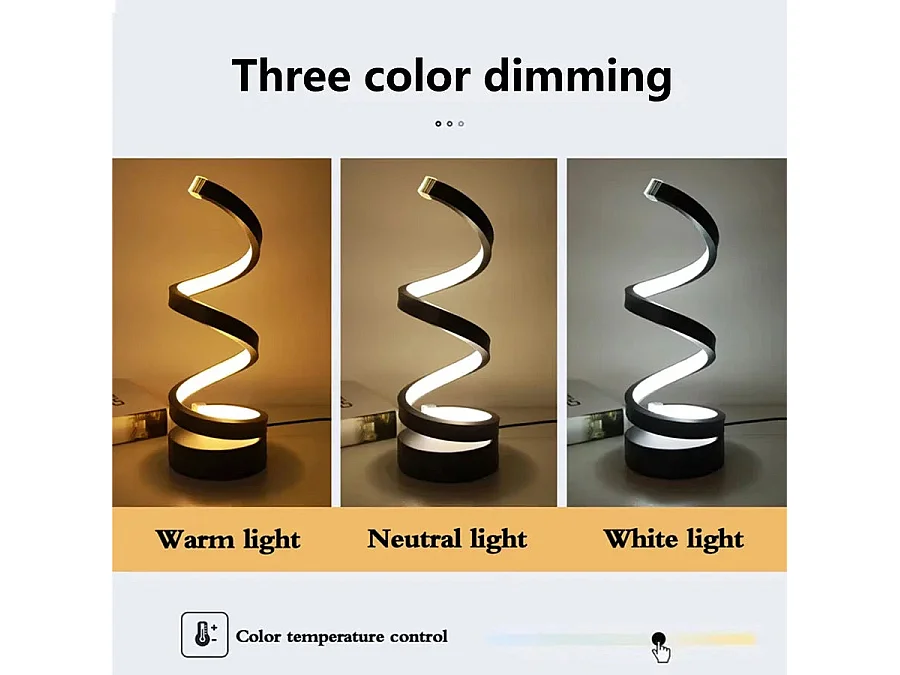 Lampe LED Spirale Moderne - Dimmable, 3Couleurs, Ambiance Chambre/Salon/Bureau, Spirale - 1Pièce