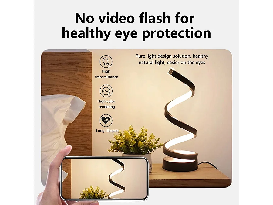 Lampe LED Spirale Moderne - Dimmable, 3Couleurs, Ambiance Chambre/Salon/Bureau, Spirale - 1Pièce