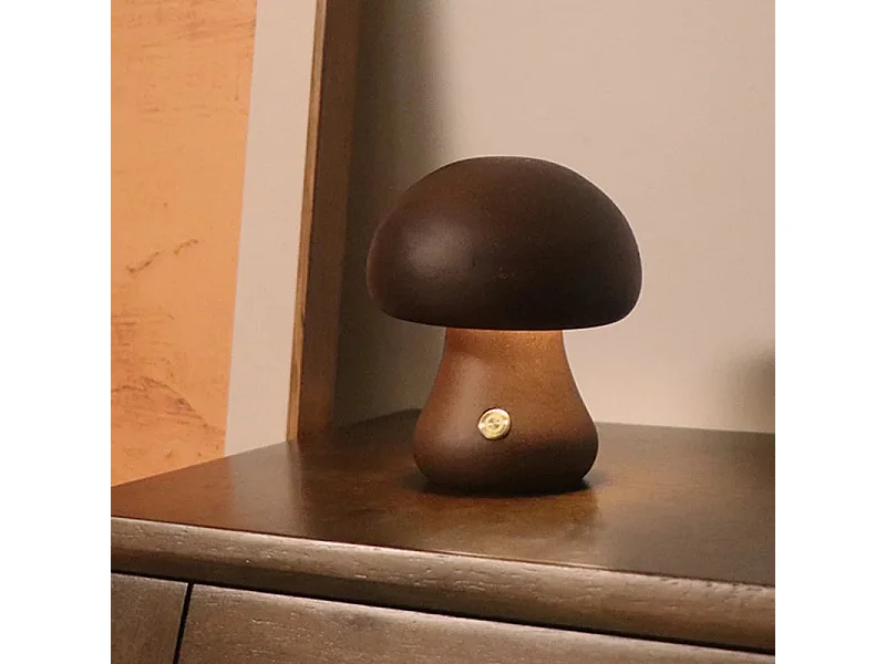 Veilleuse Champignon LED Tactile en Bois - 3 niveaux de luminosité, USB rechargeable - Décoration Moderne Chambre/Salon (Modèle G)