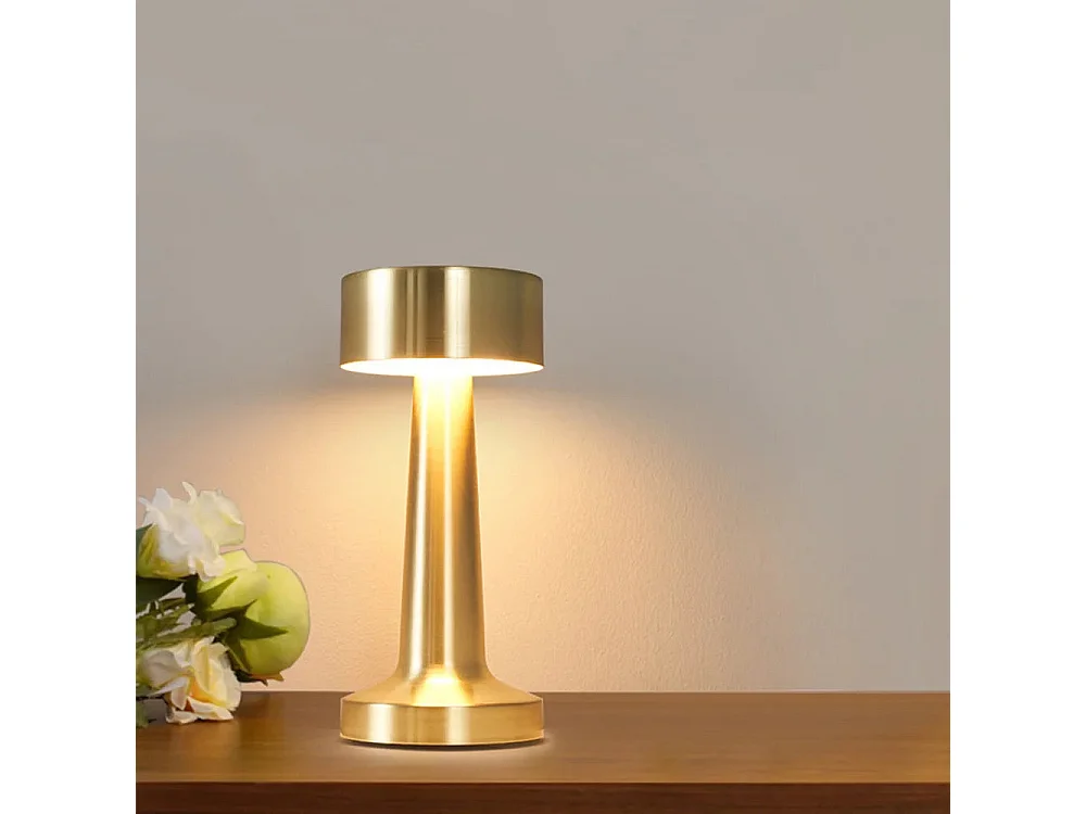 Lampe de table métal rétro - Veilleuse LED rechargeable à commande tactile, 3 teintes. Décoration intérieure (chambre, bar, restaurant, bureau) - Rose gold