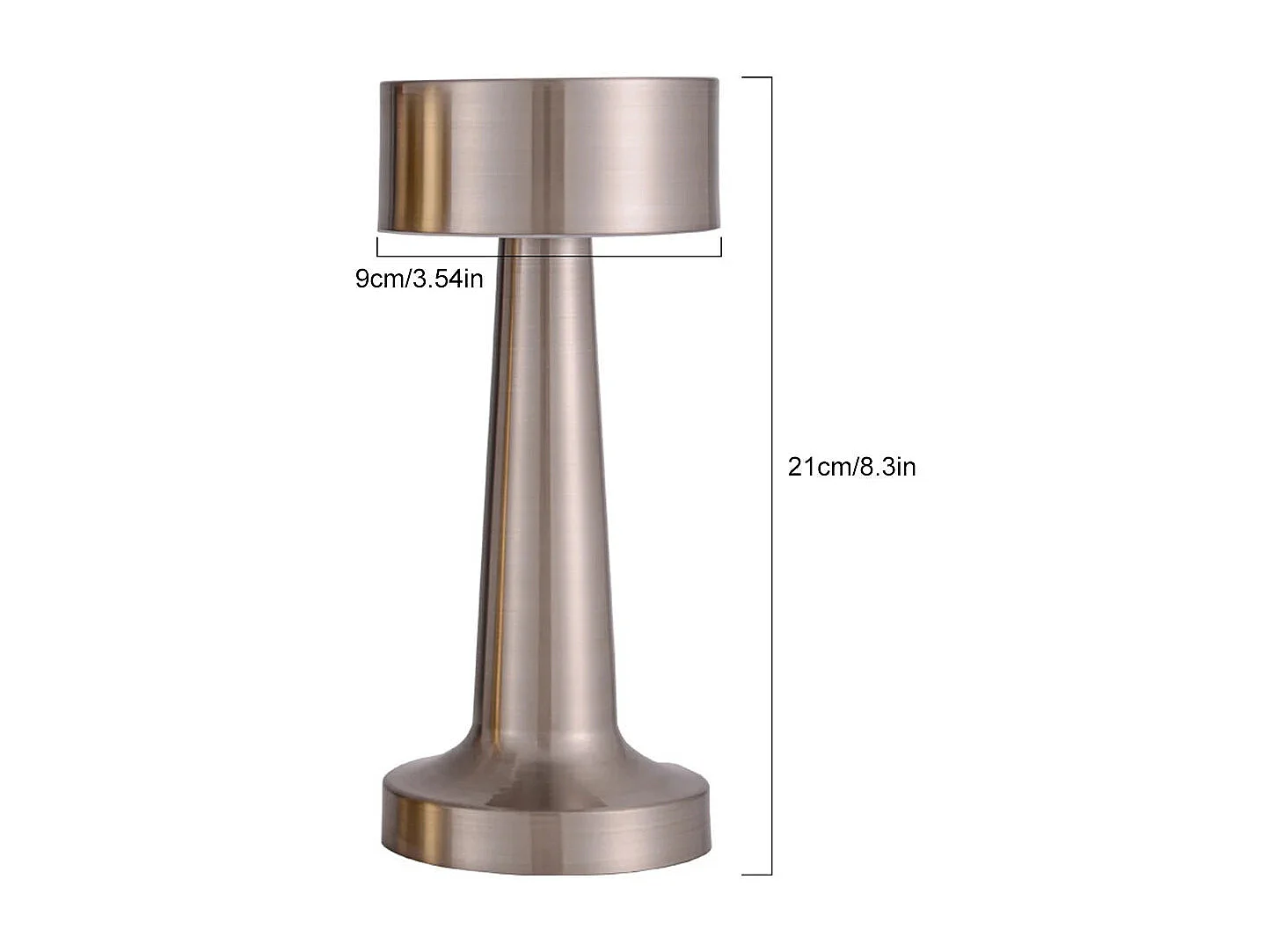 Lampe de table métal rétro - Veilleuse LED rechargeable à commande tactile, 3 teintes. Décoration intérieure (chambre, bar, restaurant, bureau) - Argent