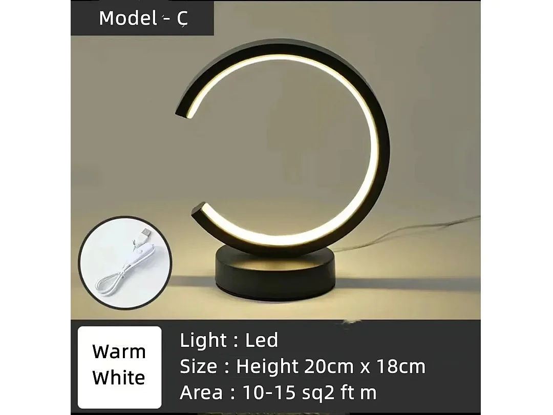 Lampe LED de table circulaire dimmable - Design minimaliste en anneau, éclairage d'ambiance pour chambre, salon (Blanc)