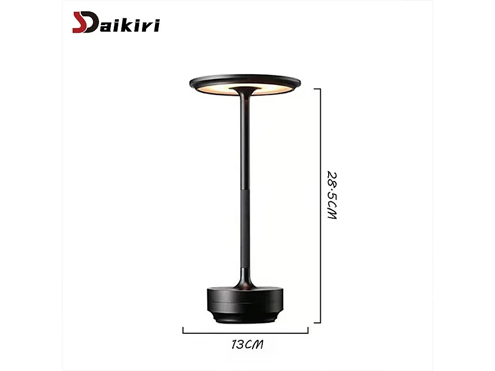 Lampe de table LED alliage aluminium - Veilleuse tactile rétro rechargeable à intensité variable, Bureau & Chambre - Noir