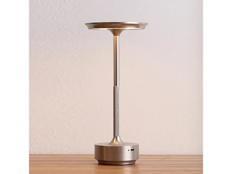 Lampe de table LED alliage aluminium - Veilleuse tactile rétro rechargeable à intensité variable, Bureau & Chambre - Noir