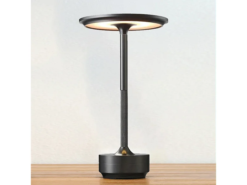 Lampe de table LED alliage aluminium - Veilleuse tactile rétro rechargeable à intensité variable, Bureau & Chambre - Noir