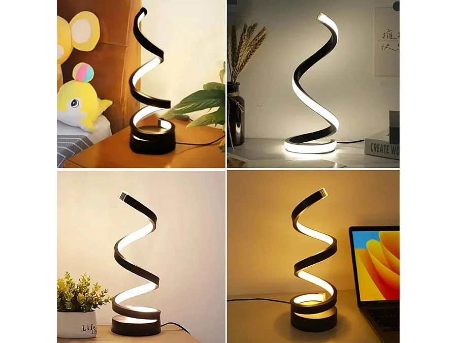 Lampe LED Spirale Moderne - Dimmable, 3Couleurs, Ambiance Chambre/Salon/Bureau, Spirale S - 2Pcs